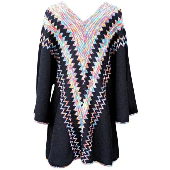 1970s Cuddle Knit Sweater, Op-Art Zigzag Rainbow, Wintuk Acrylic, Size M/L - Picture 4 of 6